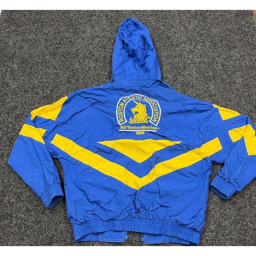 Woodlake Jacket Mens S Blue 1996 Boston Marathon 100th Anniversary Windbreaker